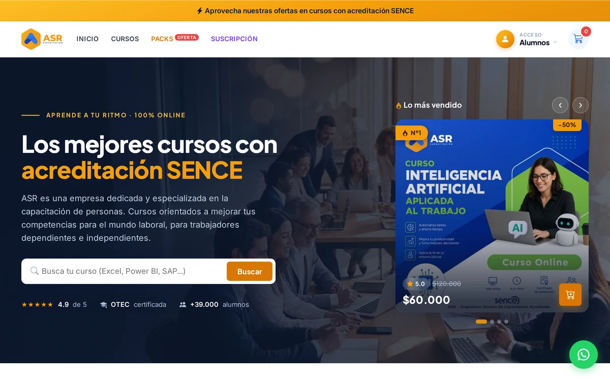 Pantalla del sistema de ASR Capacitación
