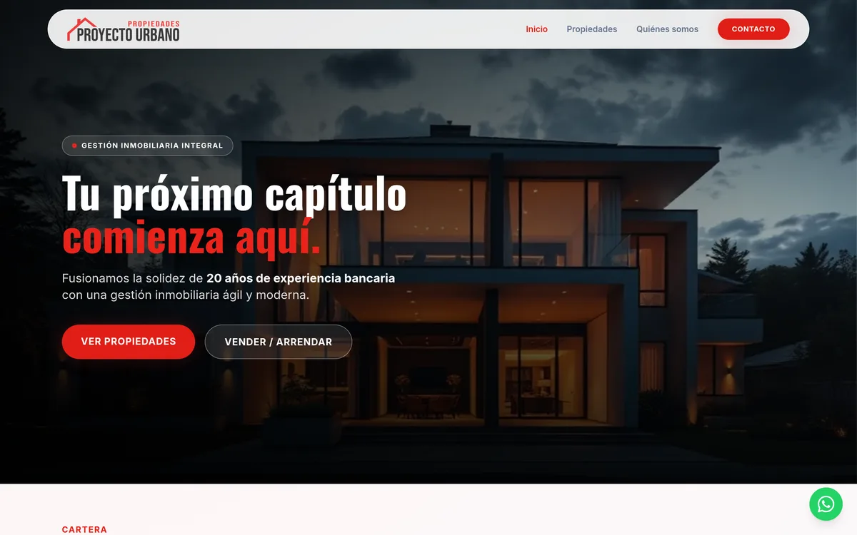 Pantalla del sistema de Proyecto Urbano Propiedades